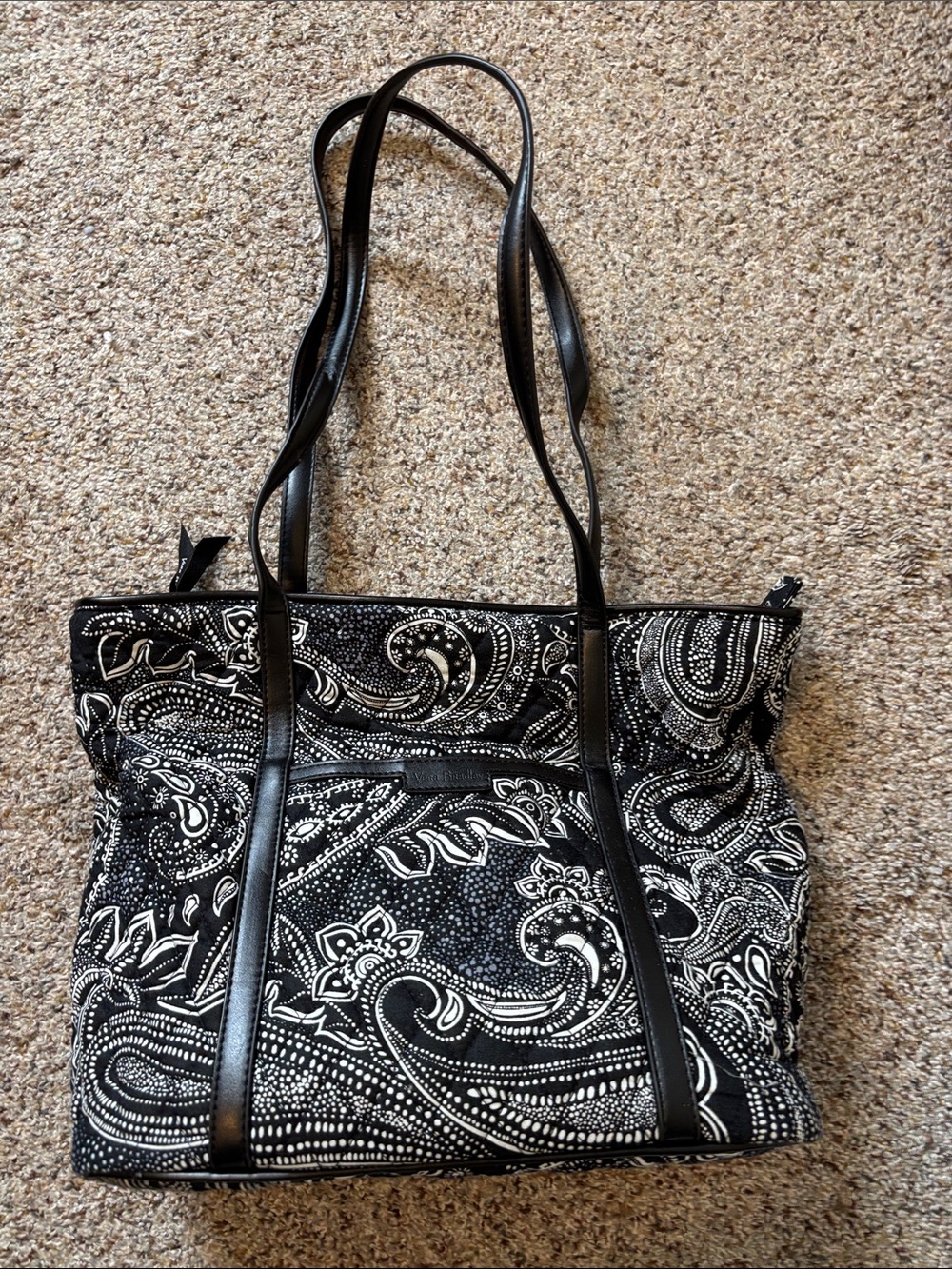 Vera Bradley Black & White Paisley Quilted Tote